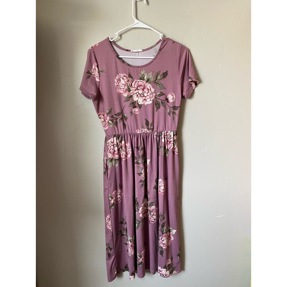 Reborn J Purple Floral Midi Dress- medium